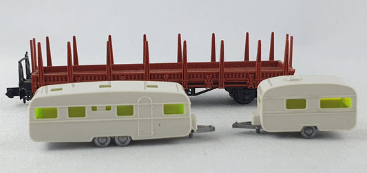 Arnold 4472 DB Rungenwagen mit 2 Wohnwagen (DG618)