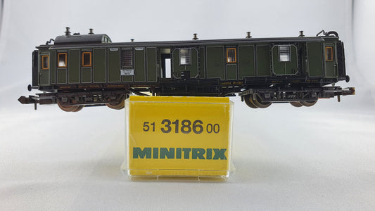 Minitrix 51 3186 00 K.Bay.Sts.B. Schnellzug Gepäckwagen OVP (DP158)