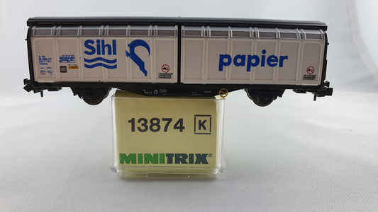 Minitrix 13874 SBB Schiebewandwagen "Sihl Papier" OVP (DG101)