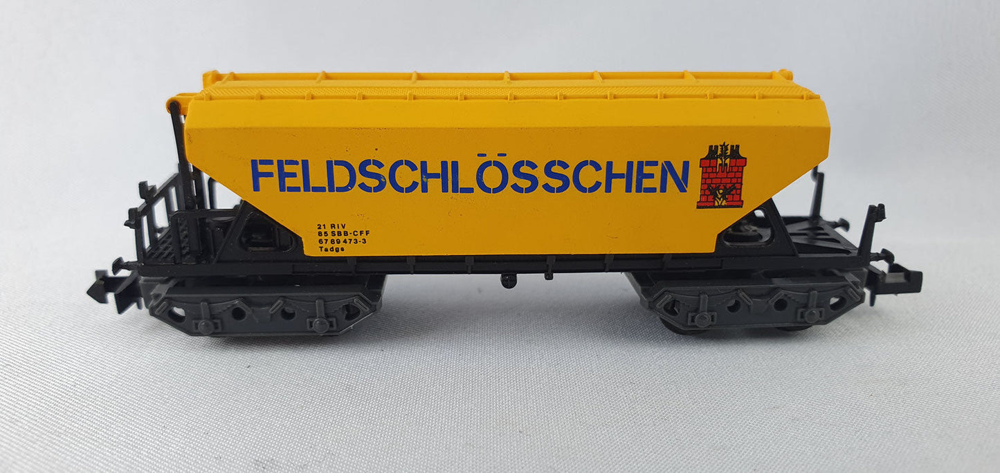Ibertren 479 SBB self-unloading hopper wagon "Feldschlösschen" yellow (DG768) 