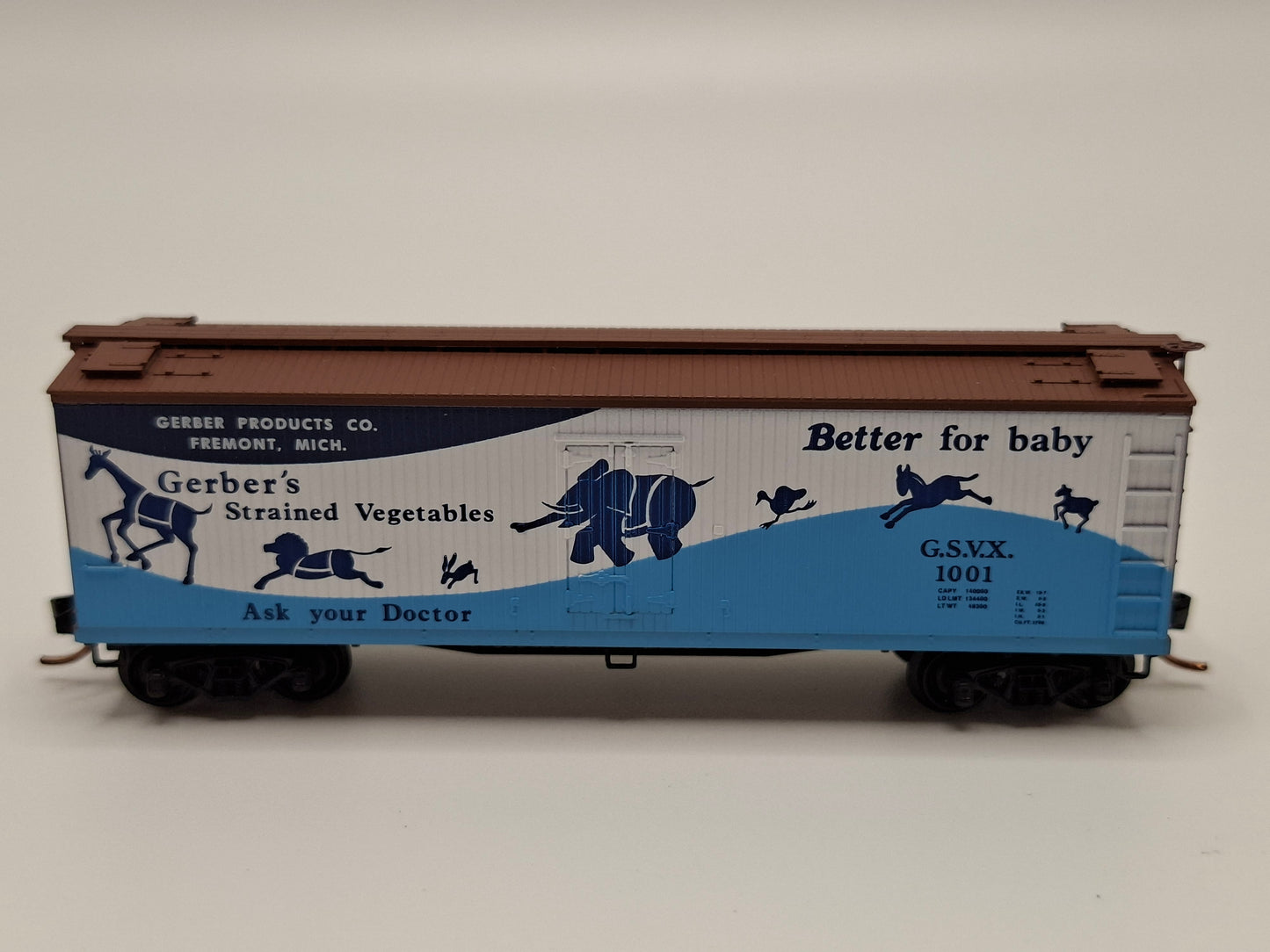 Micro Trains 49330 GSVX Kühlwagen Holz 40 Fuss "Better for baby" OVP (E US93)