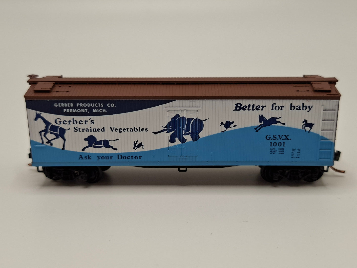 Micro Trains 49330 GSVX Kühlwagen Holz 40 Fuss "Better for baby" OVP (E US93)